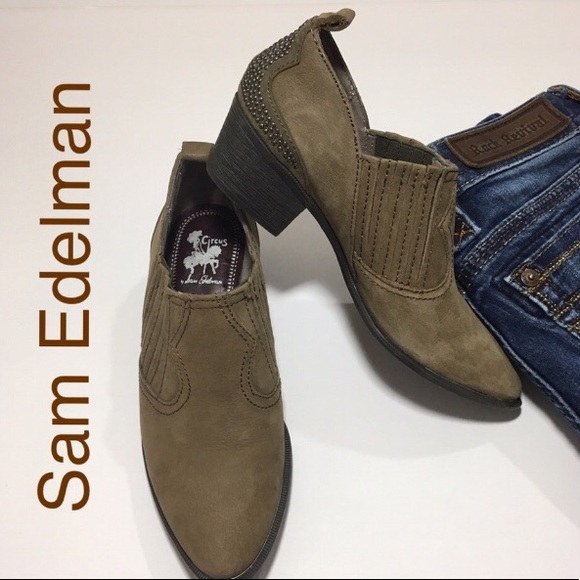 NWOT Sam Edelman Green Suede Studded Bootie - Picture 1 of 7